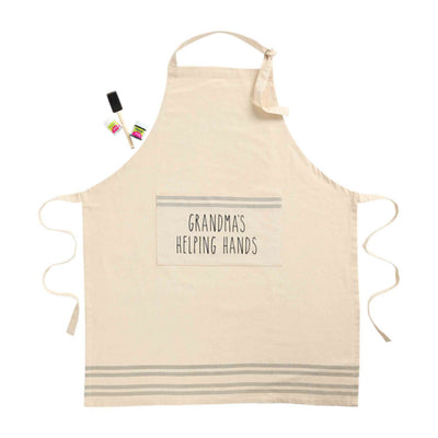 Image of Grandma's Helping Hands Apron with foam paintbrush and paint. 