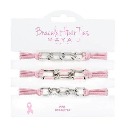 Maya J Bracelet Hair Ties In Pink and Silver