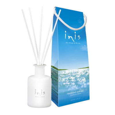Formulated with better-than-ever fragrance delivery via fiber wick reeds. Capture the coolness, clarity and purity of the ocean in your home with their signature scent, Energy of the Sea. Inis contributes to the protection and conservation of Whales and Dolphins.  100 ml (3.3 fl oz.) Frosted glass vessel 5 fiber wick reeds