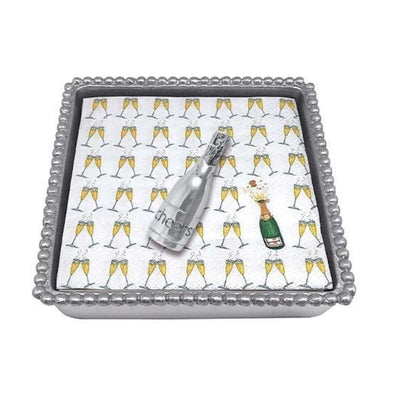 Mariposa Champagne Beaded Napkin Box Set