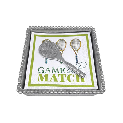 Mariposa Tennis Racket Beaded Napkin Box Set