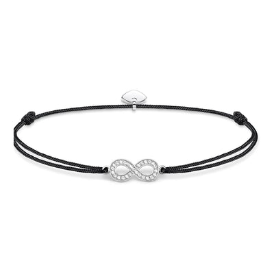 Thomas Sabo Little Secrets 925 Sterling Silver Pave Infinity Charm with Black Adjustable Cord